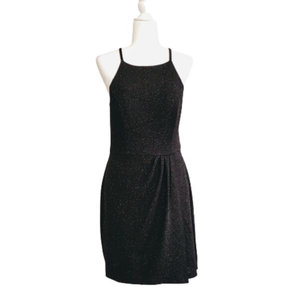 Speechless Dress Black Silver Sparkle Lace Back Halter Cocktail Size 13 - Picture 12 of 12